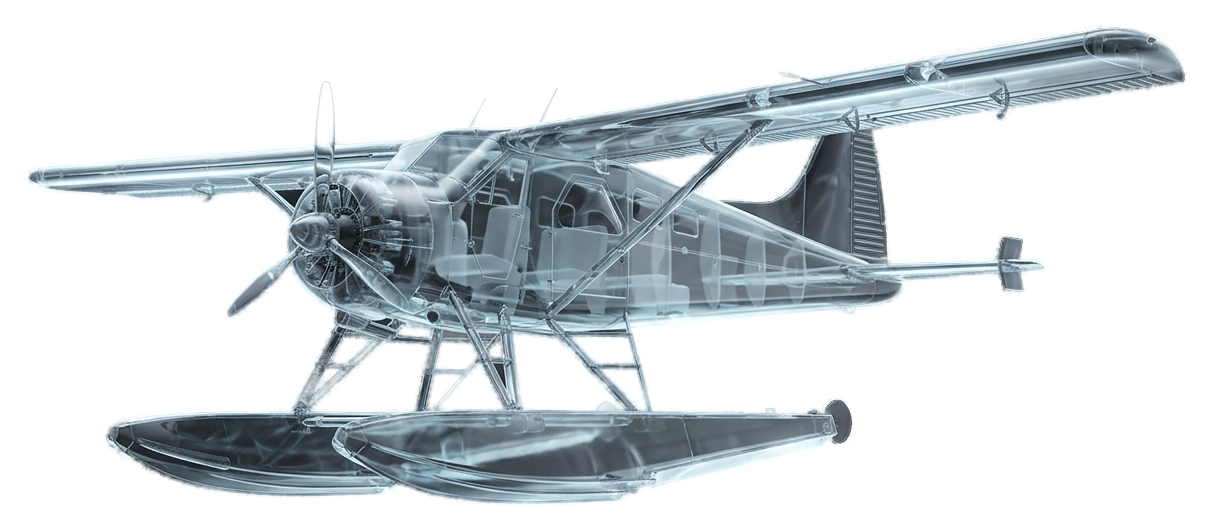 Chrome rendering of a de Havilland Beaver floatplane